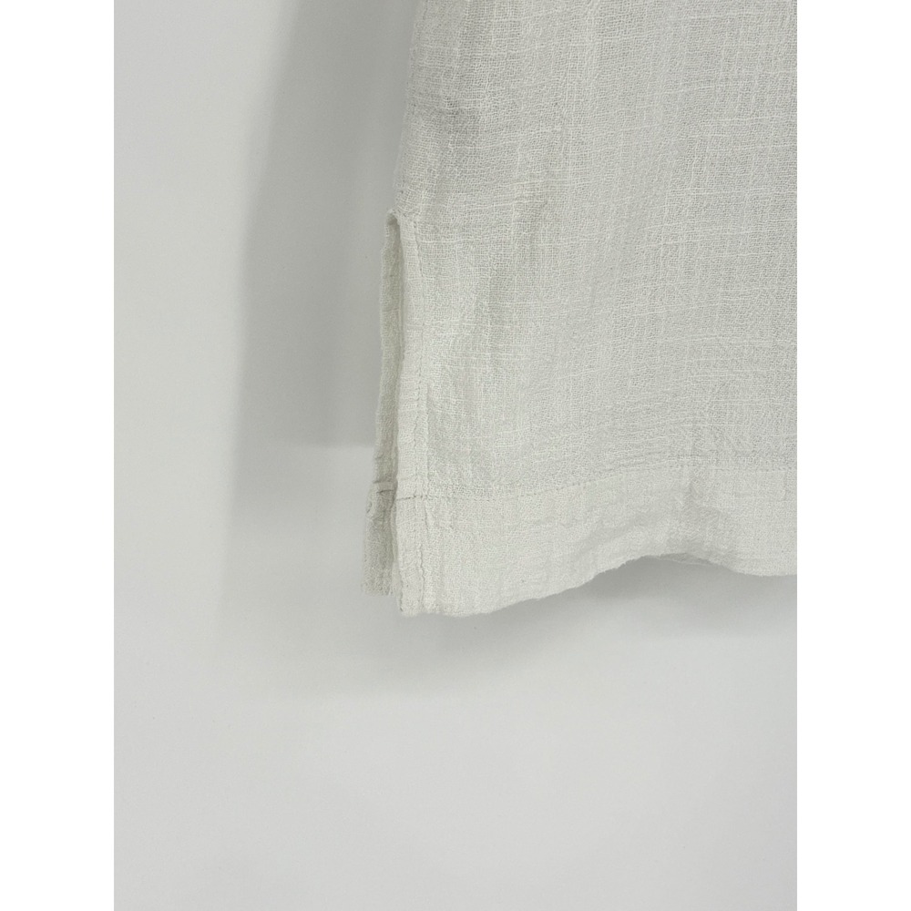 Marine Layer Henley Top Womens XS White Textured Cotton Gauze Short Sleeve Boho - Picture 5 of 8
